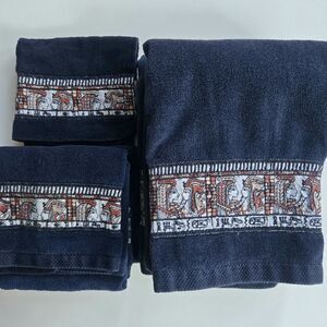 Vtg Bath Towels Set Of 6 The Avantai Look  Egypt Egyptian Motif 100% Cotton